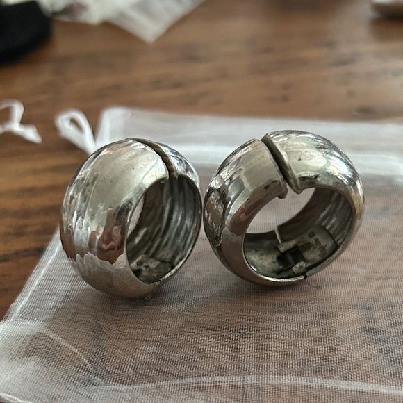 Vintage Silver‎ Hoop clip Earrings - Picture 5 of 5